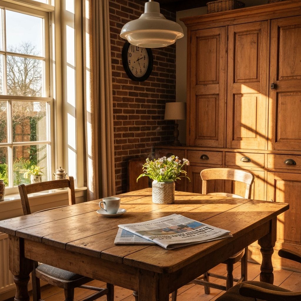 Ochtendkoffie en krant op tafel