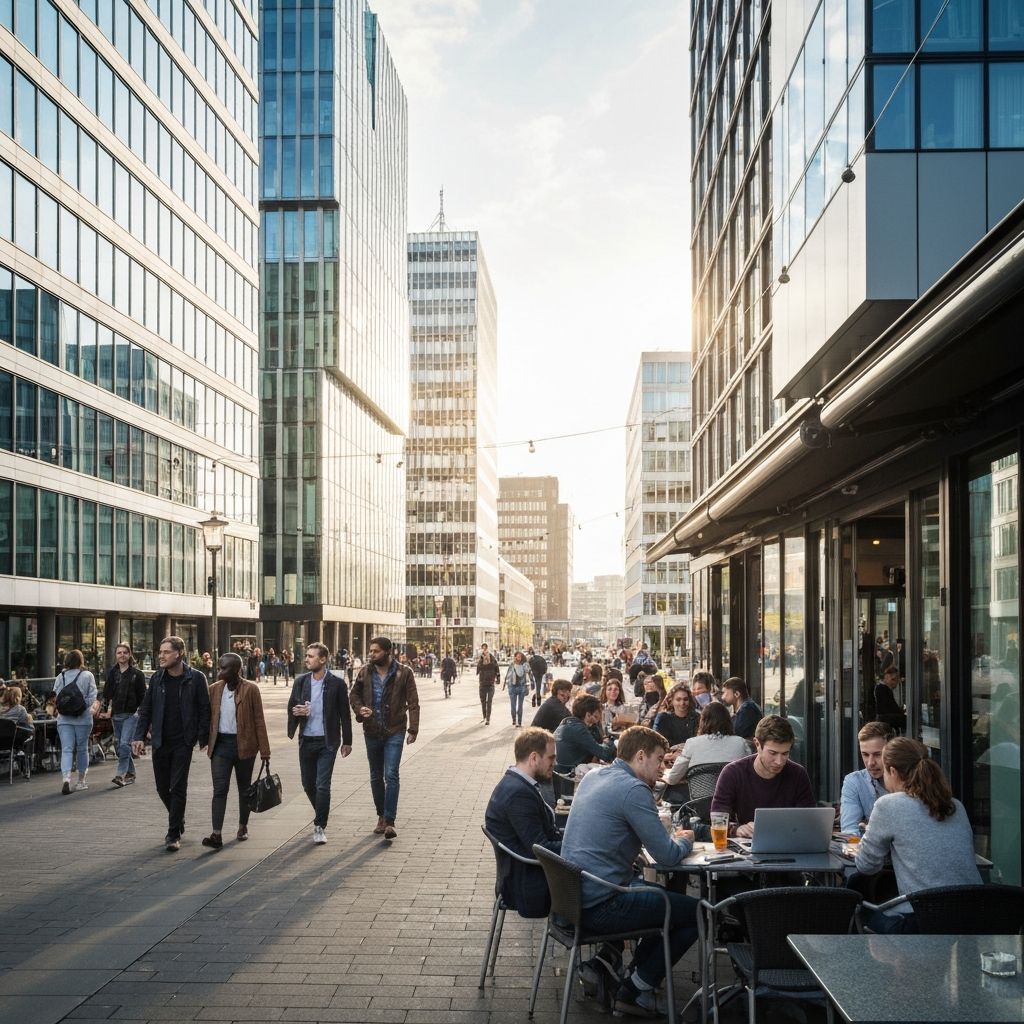 Lunchpauze in stedelijke omgeving